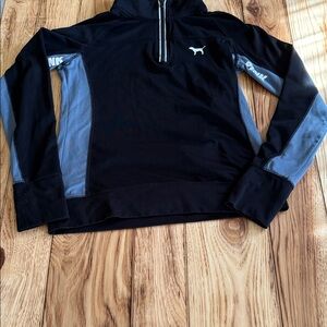 PINK Victoria's Secret Women’s Black and Gray Zip up Pullover